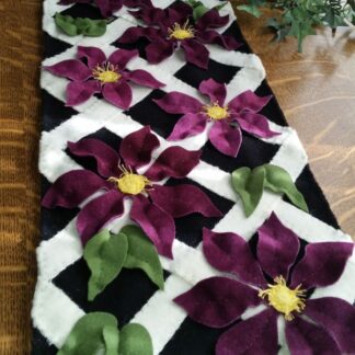 Climbing Clematis Wool Applique Table Runner