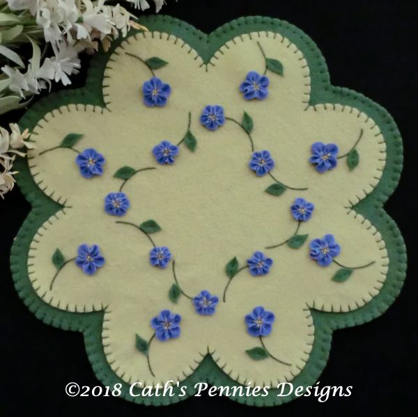 "Forget-Me-Nots" Finished Candle Mat (only available for US customers)