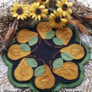 Harvest of Pears Wool Applique Candle Mat