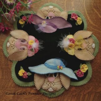 In Their Easter Bonnets Wool Applique Candle Mat