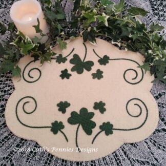 Irish Clover Wool Applique Candle Mat