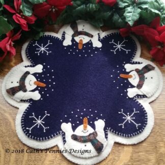 Let It Snow Wool Applique Candle Mat
