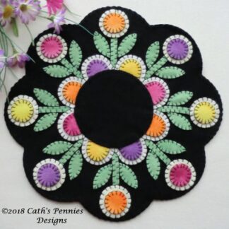 Penny Posies Wool Applique Candle Mat