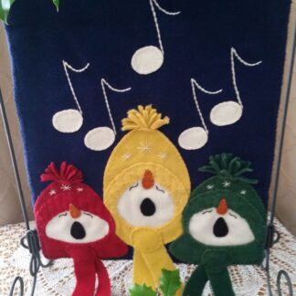 Snowman Choir Wool Applique Wall Hanging