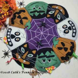 Trick Or Treat Wool Applique Candle Mat