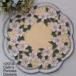 Apple Blossoms Wool Applique Candle Mat