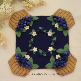 Blueberry Baskets Wool Applique Penny Rug