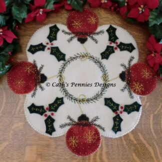 Christmas Sparkle Wool Applique Candle Mat