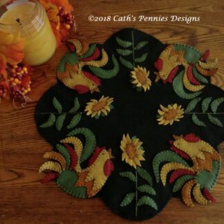 "Good Morning Roosters" Finished Candle Mat (only available for US customers)