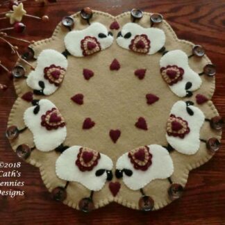 Love Ewes Wool Applique Candle Mat