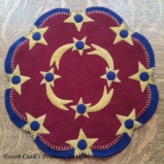 Pennies in the Stars Wool Applique Candle Mat