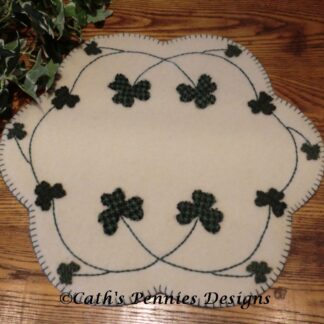 Shamrocks Wool Applique Candle Mat