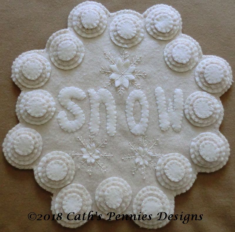 Snow Wool Applique Candle Mat – Cath's Pennies Design