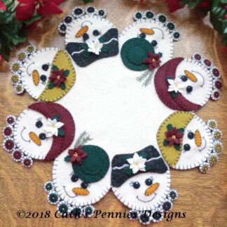 Snow Ladies Wool Applique Candle Mat
