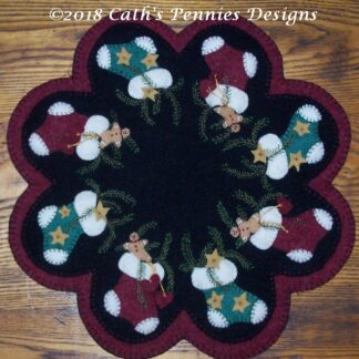 Stockings of Joy Wool Applique Candle Mat