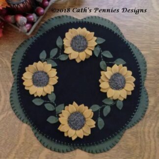 Sunflowers Wool Applique Candle Mat