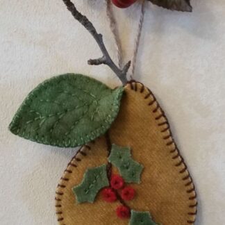 Christmas Pear Wool Applique Ornament