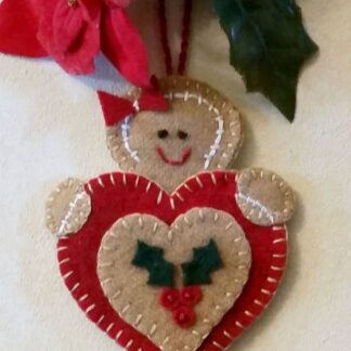 Gingerbread Heart Wool Applique Ornament