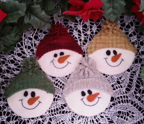 Snow Face Wool Applique Ornament – Cath's Pennies Design