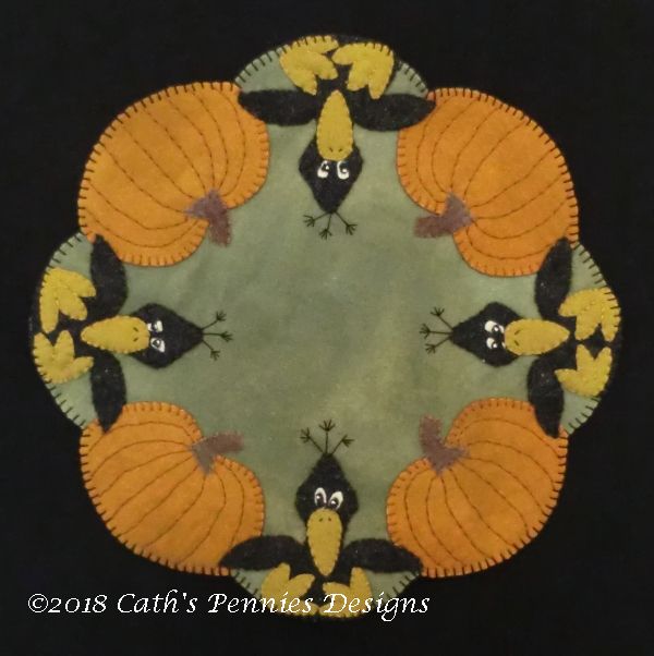 Those Blasted Crows Wool Applique Candle Mat