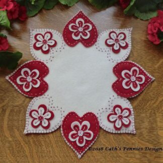 Valentine Hearts Finished Candle Mat (only available for US customers)