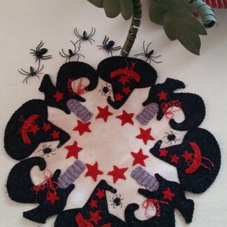 Witchy Things Wool Applique Candle Mat