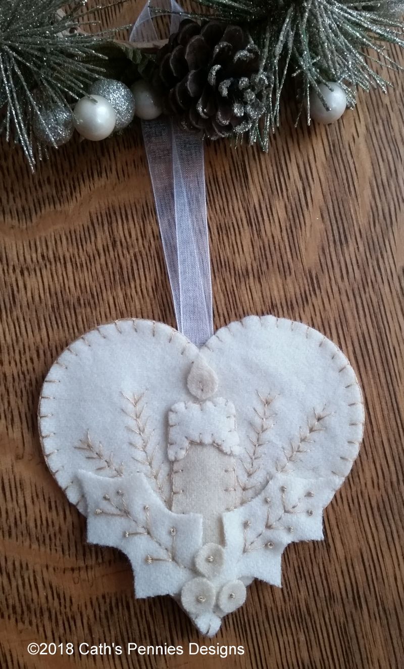 Winter White Wool Applique Ornament – Cath's Pennies Design