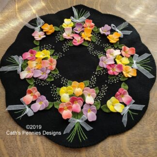 Mother's Day Bouquet Wool Applique Candle Mat (mailed)