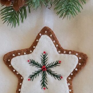 Gingerbread Star Wool Applique Ornament