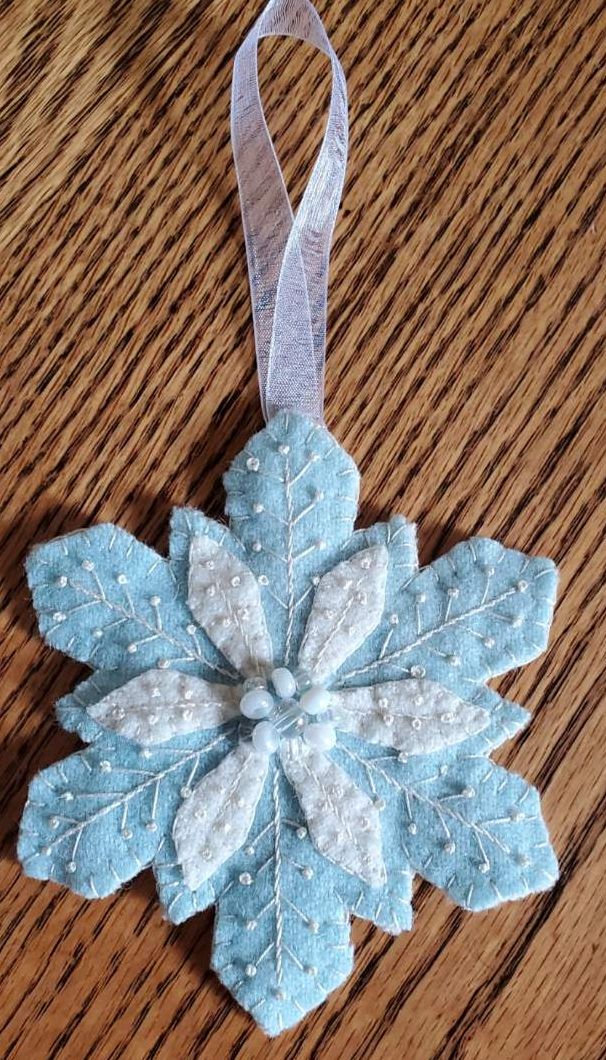 Frosted Snowflake Wool Applique Ornament Pattern – Cath's Pennies Design