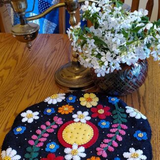 Wildflowers Finished Wool Applique Candle Mat (US only) FREE SHIPPING!