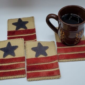 Finished United We Stand Mug Rugs Set of 4 100% Wool (US only) FREE SHIPPING!