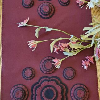 One-of-a-Kind Maroon Floral Finished Wool Applique Table Runner (US customers only)