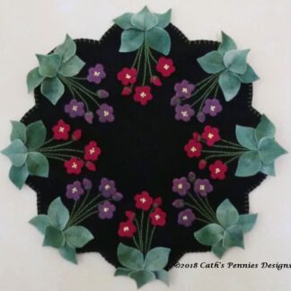 Violets In My Garden Finished Wool Applique Candle Mat (US only) FREE SHIPPING!