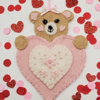 "Bear Hugs!" Valentine Wool Applique Ornament